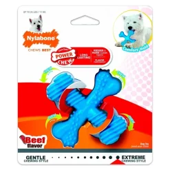 Nylabone Comfort Hold X Bone Power Chew Durable Dog Toy Beef Small/Regular - Up To 25 Ibs
