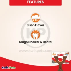 Nylabone Ergonomic Hold & Chew Wishbone Power Chew Durable Dog Toy Bison Large/Giant - Up To 50 lbs