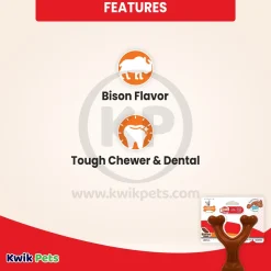 Nylabone Ergonomic Hold & Chew Wishbone Power Chew Durable Dog Toy Bison Small/Regular - Up To 25 Ibs