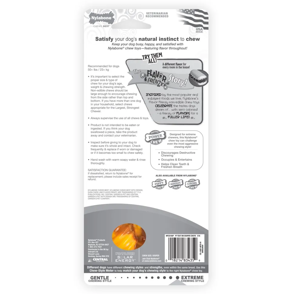 Nylabone Flavor Frenzy Power Chew Durable Dog Toy Philly Cheesesteak XL/Souper - 50+ lbs