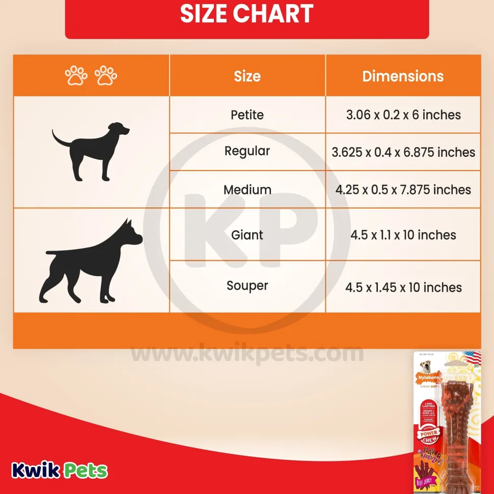 Nylabone Flavor Frenzy Power Chew Durable Dog Toy Beef Jerky XL/Souper - 50+ lbs