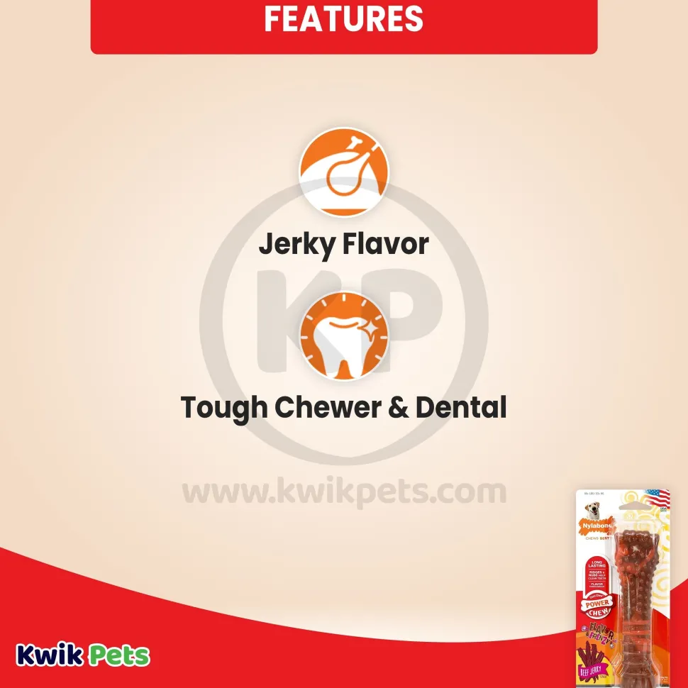 Nylabone Flavor Frenzy Power Chew Durable Dog Toy Beef Jerky XL/Souper - 50+ lbs