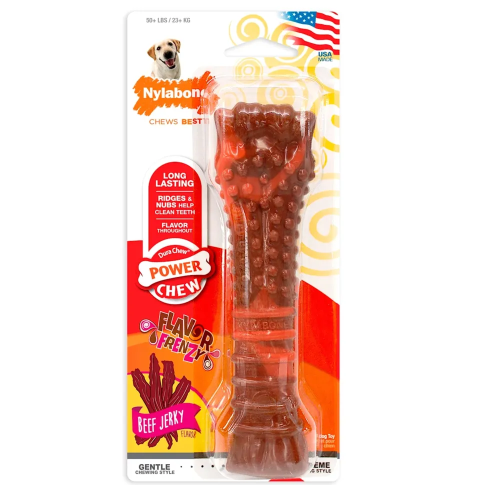Nylabone Flavor Frenzy Power Chew Durable Dog Toy Beef Jerky XL/Souper - 50+ lbs