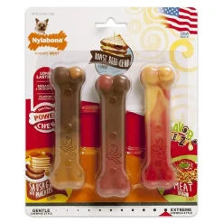 Nylabone Flavor Frenzy Power Chew Dog Toy Triple Pack Pancakes & Sausage, Roast Beef Club, & Lasagna XS/Petite - Up To 15 lbs 3 Count
