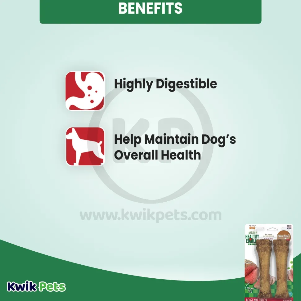 Nylabone Healthy Edibles All-Natural Long Lasting Dog Chew Treats Roast Beef XL/Souper - 50+ lbs 2 Count