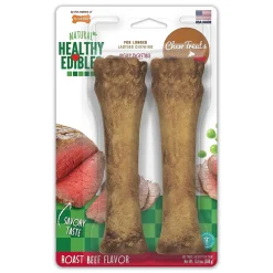 Nylabone Healthy Edibles All-Natural Long Lasting Dog Chew Treats Roast Beef XL/Souper - 50+ lbs 2 Count