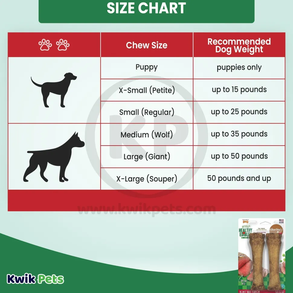 Nylabone Healthy Edibles All-Natural Long Lasting Dog Chew Treats Roast Beef XL/Souper - 50+ lbs 2 Count