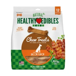 Nylabone Healthy Edibles All-Natural Long Lasting Dog Chew Treats Bacon Medium/Wolf - Up To 35 lbs 12 Count