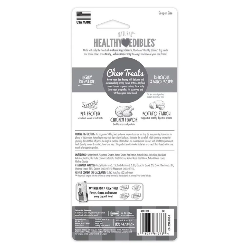 Nylabone Healthy Edibles All-Natural Long Lasting Dog Chew Treats Chicken XL/Souper - 50+ lbs