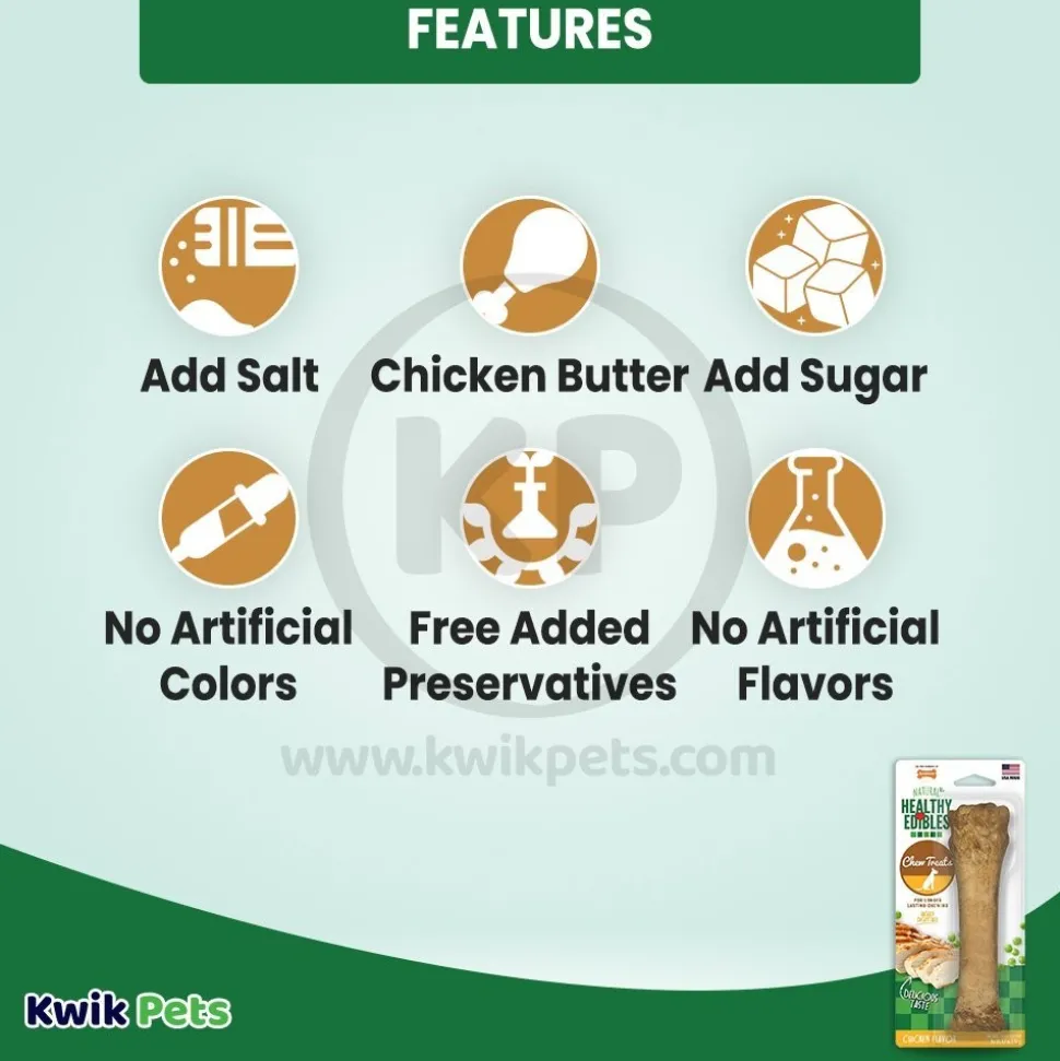 Nylabone Healthy Edibles All-Natural Long Lasting Dog Chew Treats Chicken XL/Souper - 50+ lbs