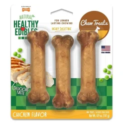 Nylabone Healthy Edibles All-Natural Long Lasting Dog Chew Treats Chicken Small/Regular - Up To 25 Ibs 3 Count