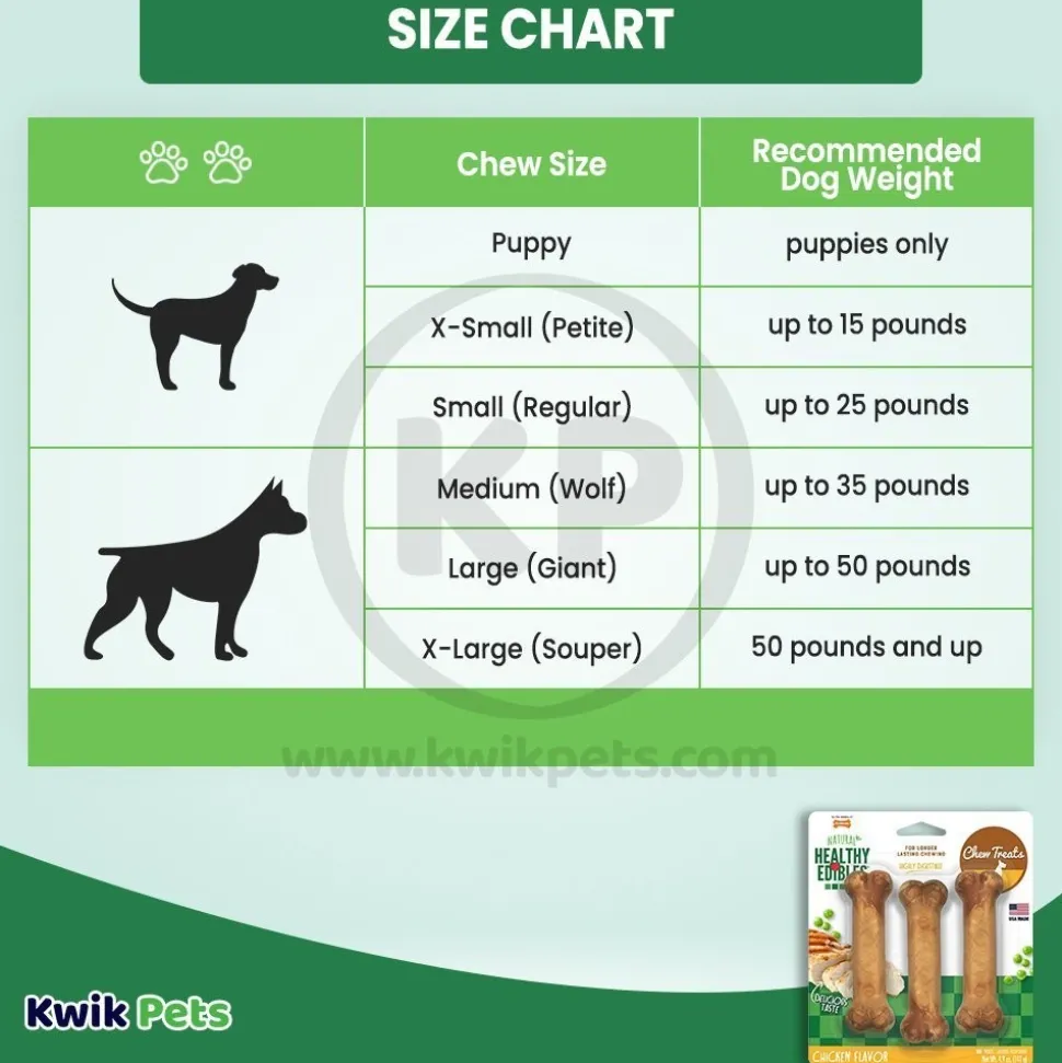 Nylabone Healthy Edibles All-Natural Long Lasting Dog Chew Treats Chicken Small/Regular - Up To 25 Ibs 3 Count