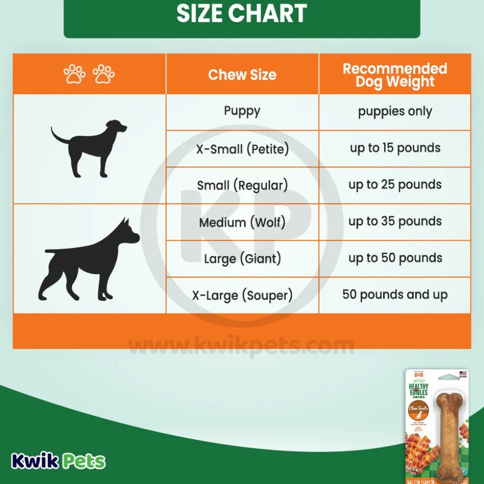 Nylabone Healthy Edibles All-Natural Long Lasting Chew Treats Bacon Medium/Wolf - Up To 35 lbs 1 Count