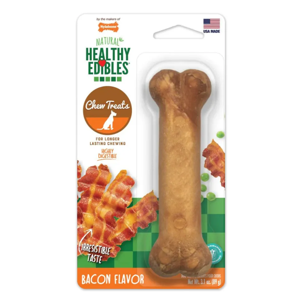 Nylabone Healthy Edibles All-Natural Long Lasting Chew Treats Bacon Medium/Wolf - Up To 35 lbs 1 Count