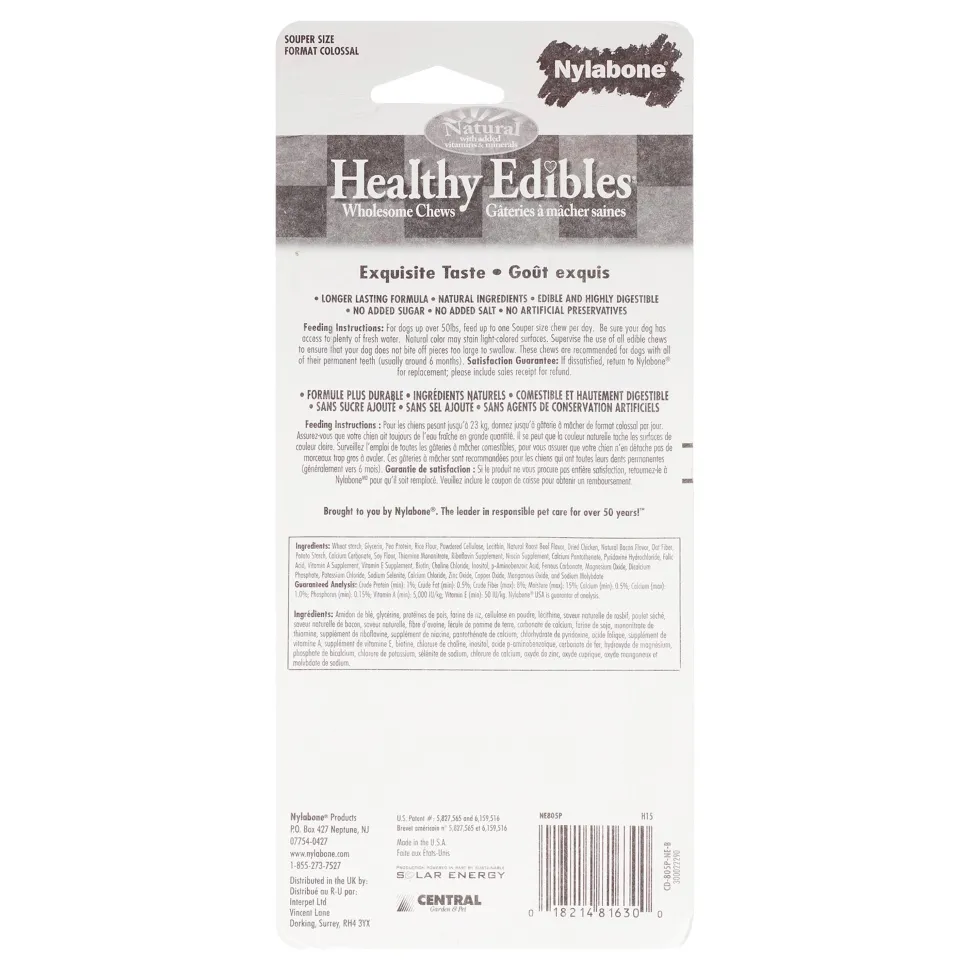 Nylabone Healthy Edibles All-Natural Long Lasting Dog Chew Treats Roast Beef XL/Souper - 50+ lbs 1 Count