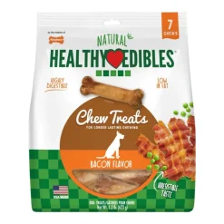 Nylabone Healthy Edibles All-Natural Long Lasting Chew Treats Bacon Medium/Wolf - Up To 35 lbs 7 Count