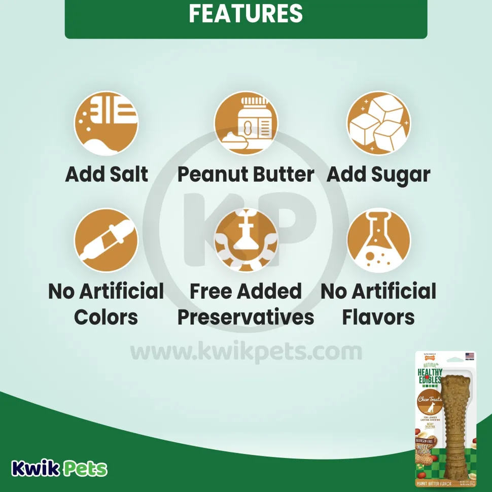 Nylabone Healthy Edibles All-Natural Long Lasting Peanut Butter Dog Chew Treats XL/Souper - 50+ lbs