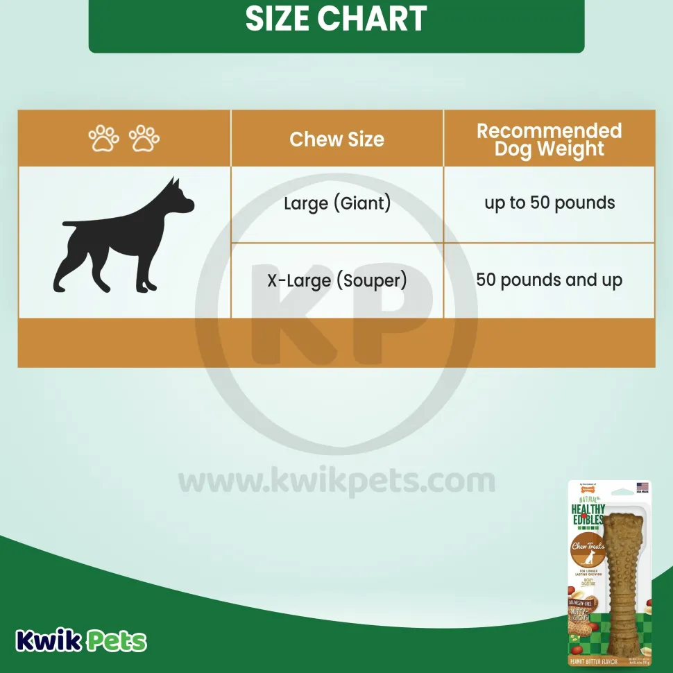 Nylabone Healthy Edibles All-Natural Long Lasting Peanut Butter Dog Chew Treats XL/Souper - 50+ lbs