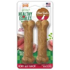 Nylabone Healthy Edibles All-Natural Long Lasting Dog Chew Treats Roast Beef Small/Regular - Up To 25 Ibs 2 Count