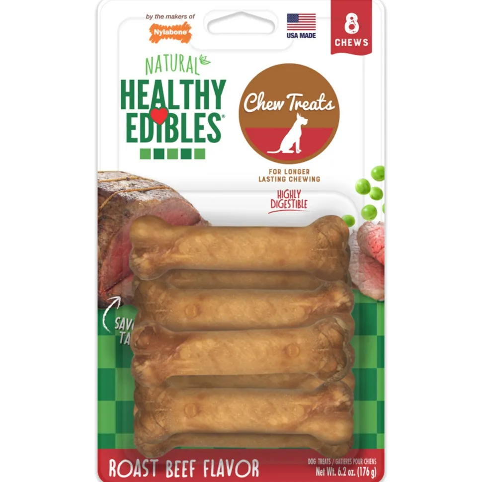 Nylabone Healthy Edibles All-Natural Long Lasting Dog Chew Treats Roast Beef XS/Petite - Up To 15 lbs 8 Count