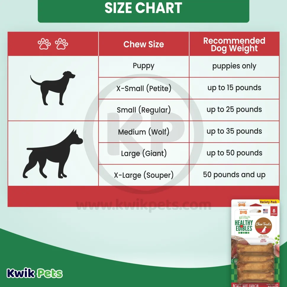 Nylabone Healthy Edibles All-Natural Long Lasting Dog Chew Treats Roast Beef XS/Petite - Up To 15 lbs 8 Count