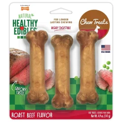 Nylabone Healthy Edibles All-Natural Long Lasting Dog Chew Treats Roast Beef Small/Regular - Up To 25 Ibs 3 Count