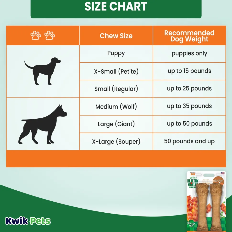 Nylabone Healthy Edibles All-Natural Long Lasting Dog Chew Treats Bacon XL/Souper - 50+ lbs 2 Count