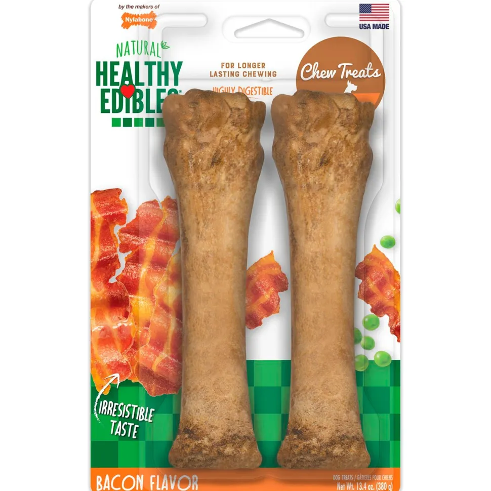 Nylabone Healthy Edibles All-Natural Long Lasting Dog Chew Treats Bacon XL/Souper - 50+ lbs 2 Count