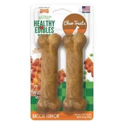 Nylabone Healthy Edibles All-Natural Long Lasting Chew Treats Bacon Medium/Wolf - Up To 35 lbs 2 Count