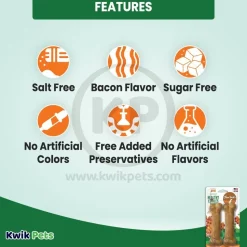 Nylabone Healthy Edibles All-Natural Long Lasting Chew Treats Bacon Medium/Wolf - Up To 35 lbs 2 Count