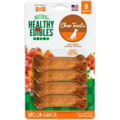 Nylabone Healthy Edibles All-Natural Long Lasting Chew Treats Bacon XS/Petite - Up To 15 lbs 8 Count