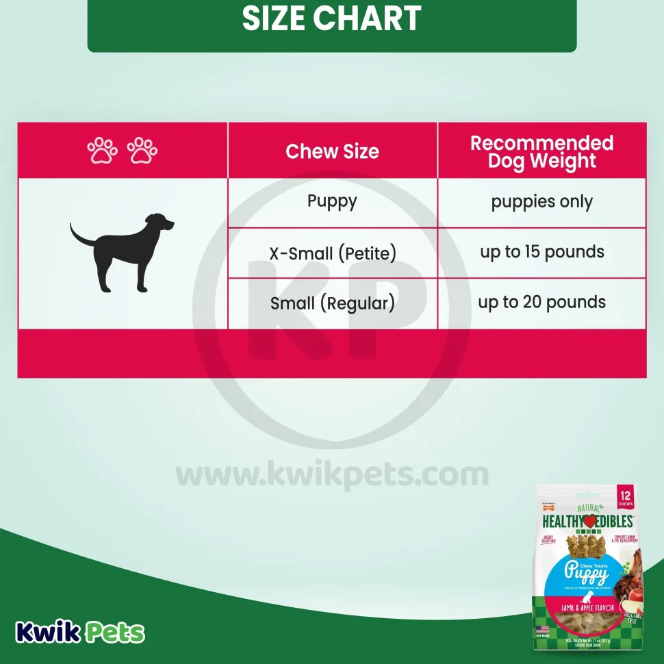 Nylabone Healthy Edibles Animal-Shaped Puppy Chew Treats Lamb & Apple Small/Regular - Up To 25 Ibs 12 Count