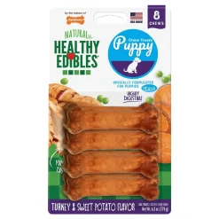 Nylabone Healthy Edibles Puppy Chew Treats Turkey & Sweet Potato XS/Petite - Up To 15 lbs 8 Count