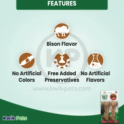 Nylabone Healthy Edibles Wild Natural Long Lasting Dog Chew Treats Bison Medium/Wolf - Up To 35 lbs 2 Count