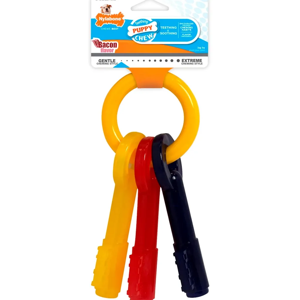 Nylabone Just for Puppies Teething Chew Toy Keys Bacon Medium/Wolf - Up To 35 lbs