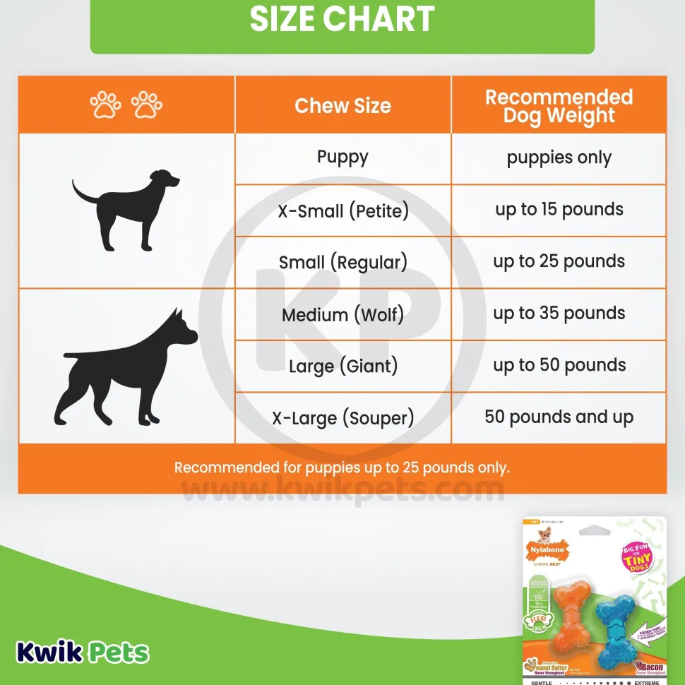 Nylabone Moderate FlexiChew Bone Dog Toy Peanut Butter & Bacon XXS/Tiny - Up To 8 lbs 2 Count