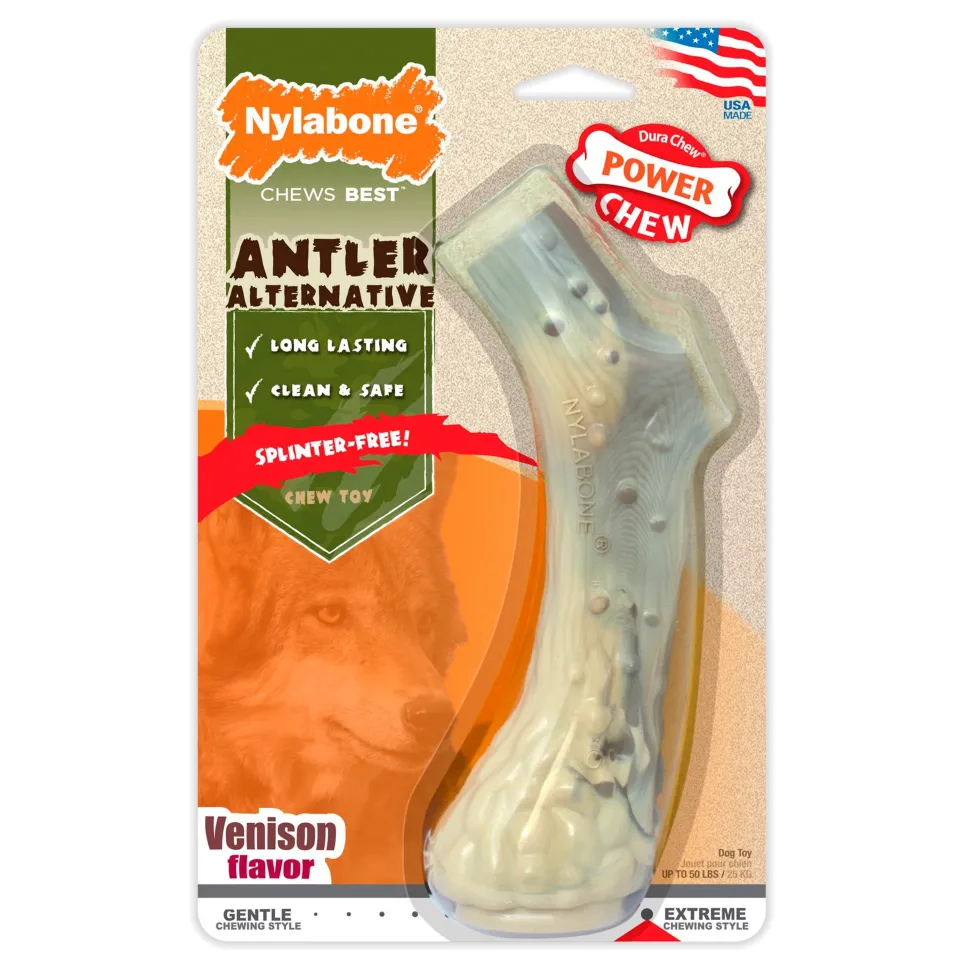 Nylabone Power Chew Antler Alternative Dog Toy Venison Large/Giant - Up To 50 lbs