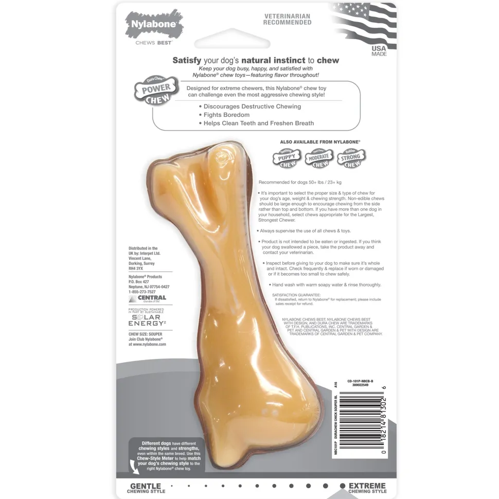 Nylabone Power Chew Big Knuckle Bone Dog Toy Chicken XXL/Monster - 50++ lbs