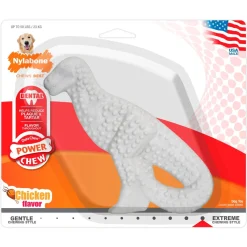 Nylabone Power Chew Dental Dinosaur Dog Toy Chicken White Large/Giant - Up To 50 lbs