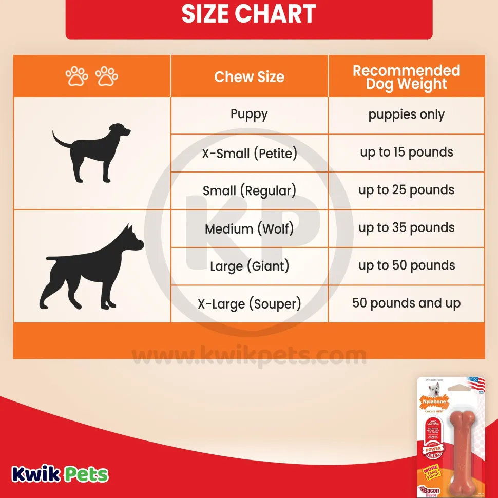 Nylabone Power Chew Dog Toy Bacon Small/Regular - Up To 25 Ibs