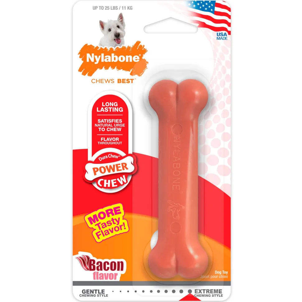 Nylabone Power Chew Dog Toy Bacon Small/Regular - Up To 25 Ibs
