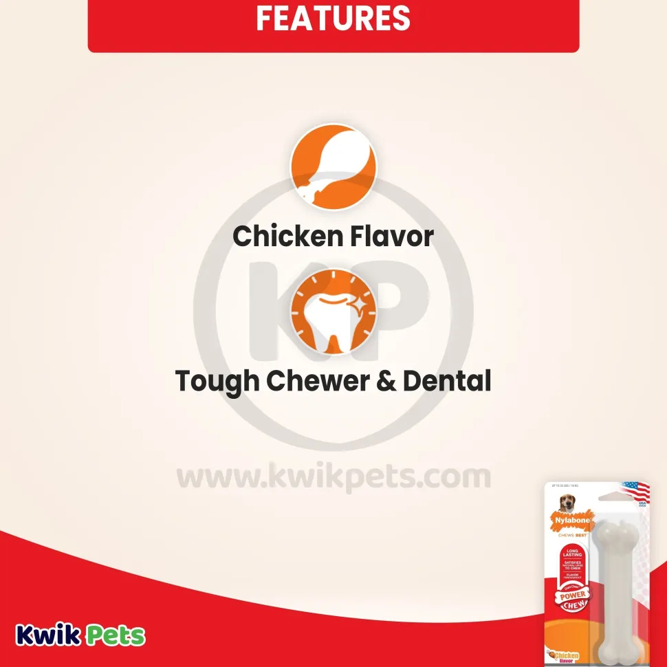 Nylabone Power Chew Dog Toy Chicken Medium/Wolf - Up To 35 lbs