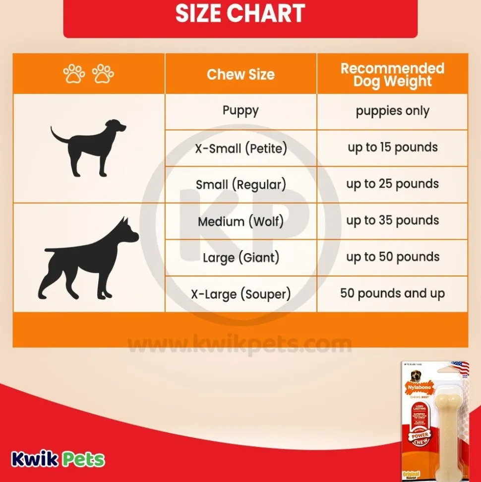 Nylabone Power Chew Dog Toy Original Medium/Wolf - Up To 35 lbs