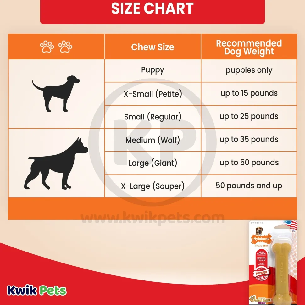 Nylabone Power Chew Dog Toy Peanut Butter Medium/Wolf - Up To 35 lbs