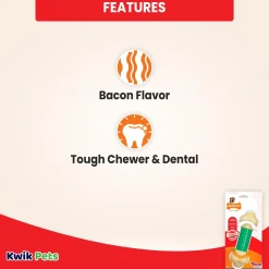 Nylabone Power Chew Double Action Durable Dog Toy Bacon XL/Souper - 50+ Lbs