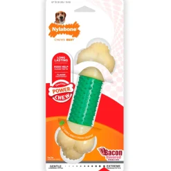Nylabone Power Chew Double Action Durable Dog Toy Bacon Medium/Wolf - Up To 35 lbs
