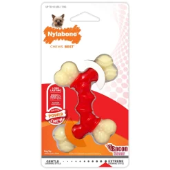 Nylabone Power Chew Double Bone Dog Toy Bacon XS/Petite - Up To 15 lbs