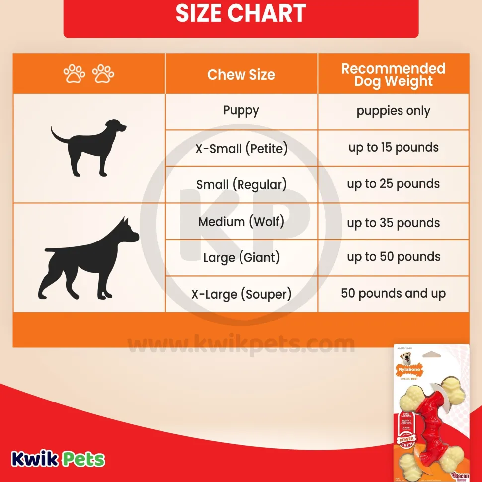 Nylabone Power Chew Double Bone Dog Toy Bacon XL/Souper - 50+ lbs
