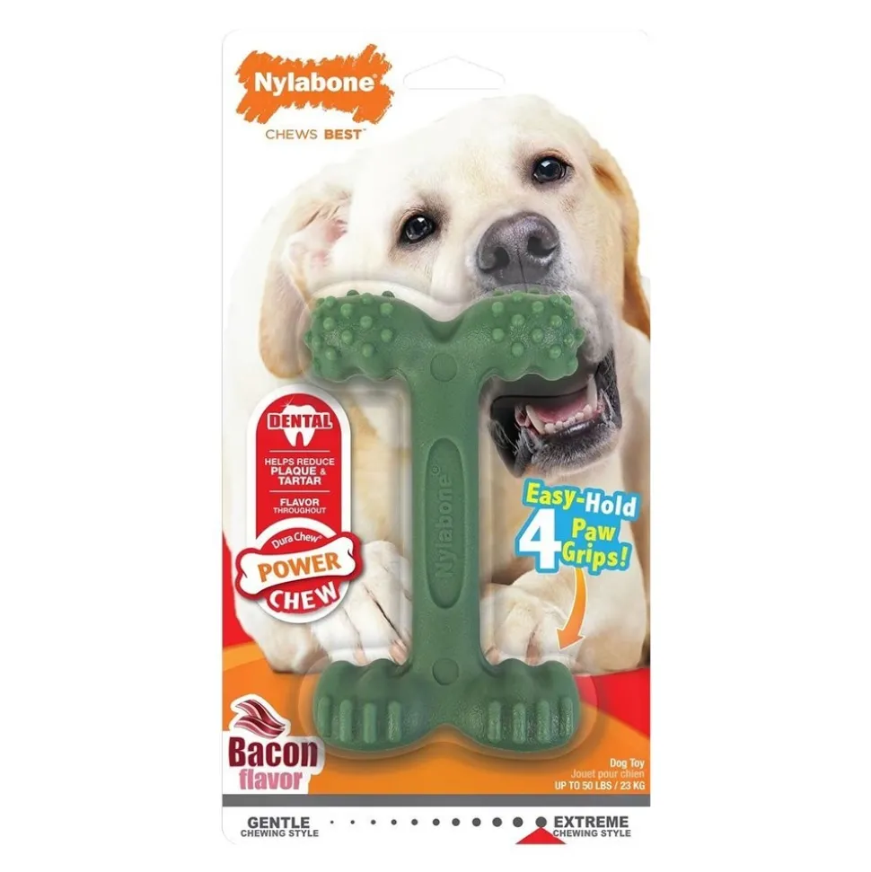 Nylabone Power Chew Easy-Hold Dental Dog Toy Bacon Large/Giant - Up To 50 lbs