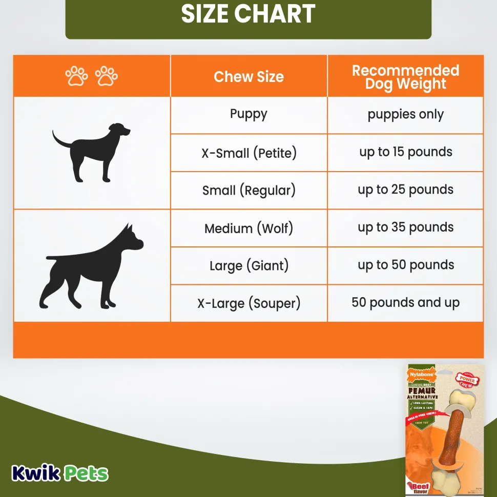 Nylabone Power Chew Femur Bone Alternative Dog Toy Beef Large/Giant - Up To 50 lbs